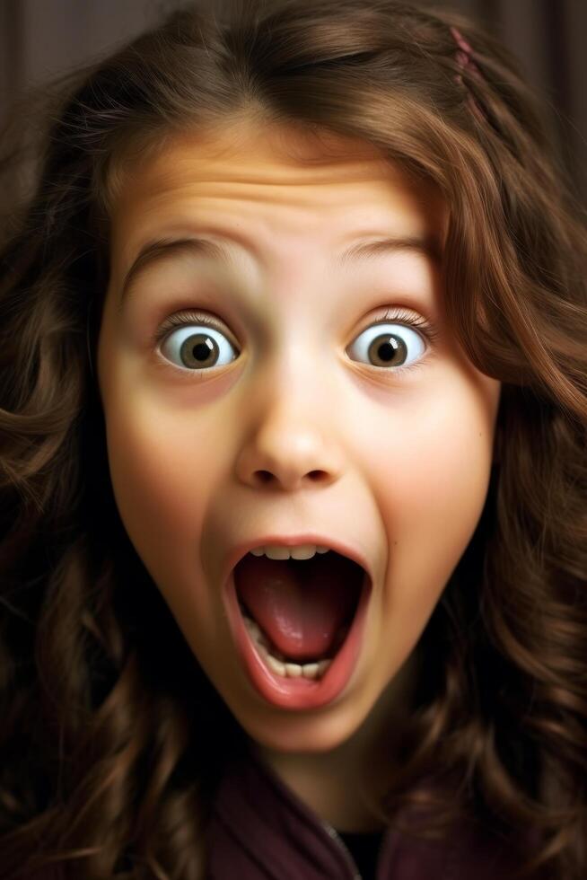 surprised young woman with wide open mouth photo