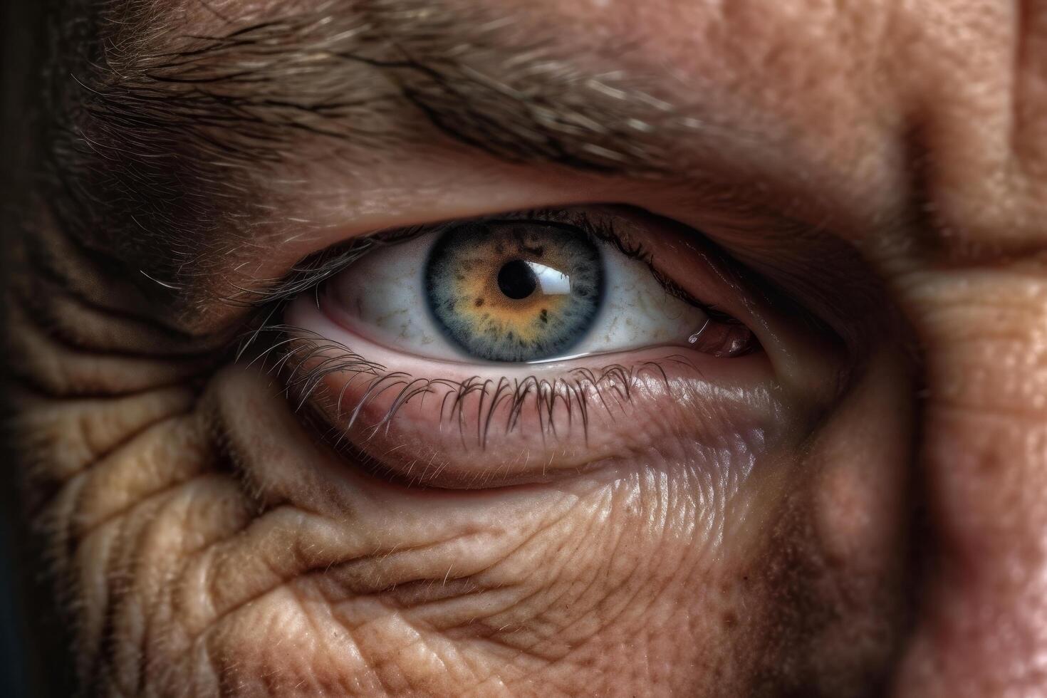 close up of a human eye with long eyelashes photo