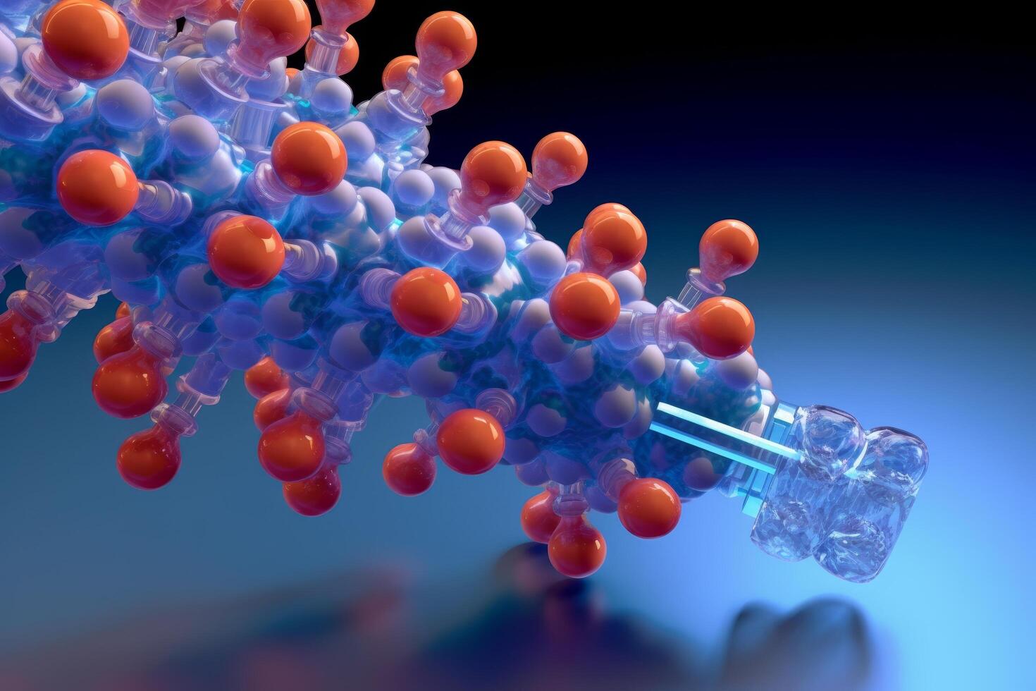 Colorful molecular structure with glass ice cubes photo