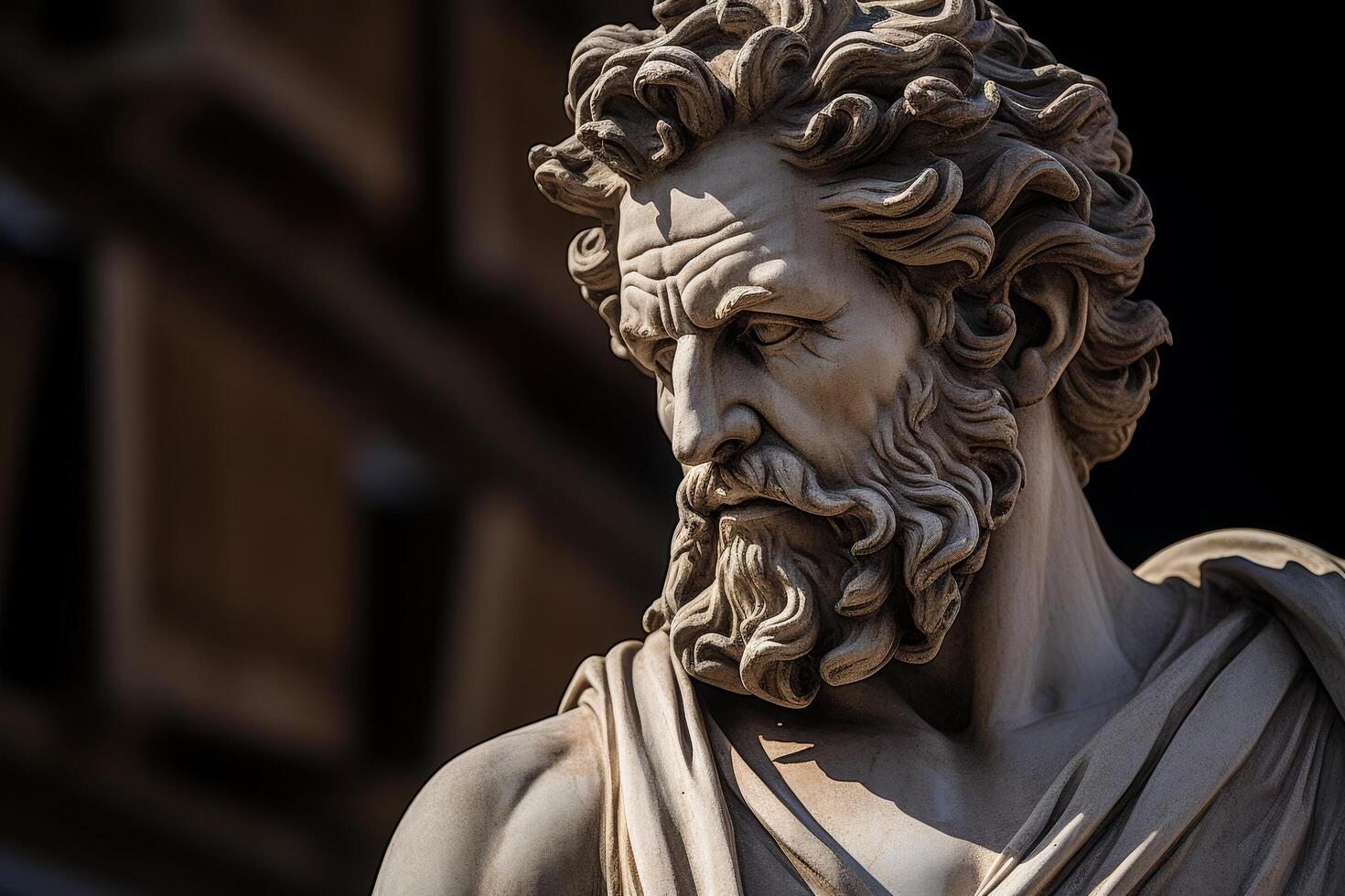 Dramatic statue of an ancient greek philosopher photo
