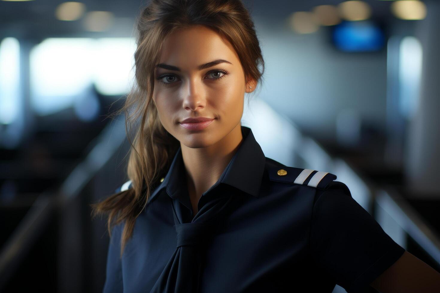 confident female police officer in uniform photo