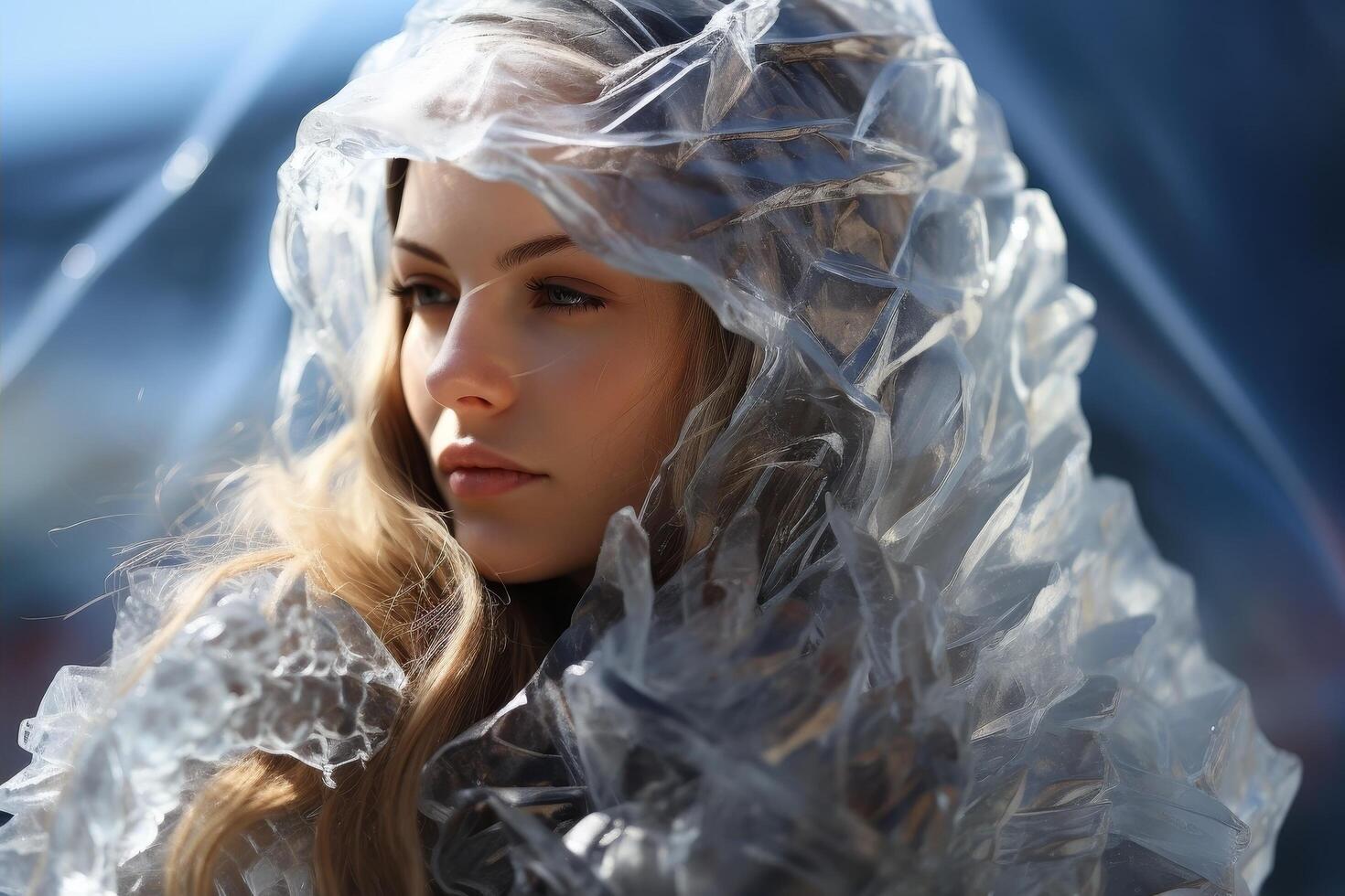 woman in plastic wrap photo