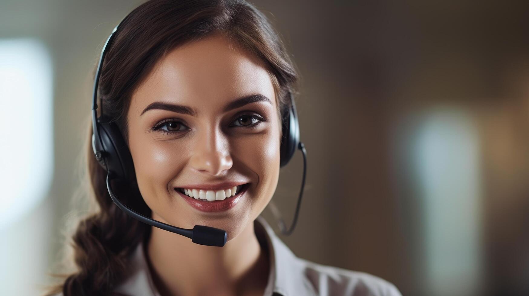smiling customer service representative with headset photo