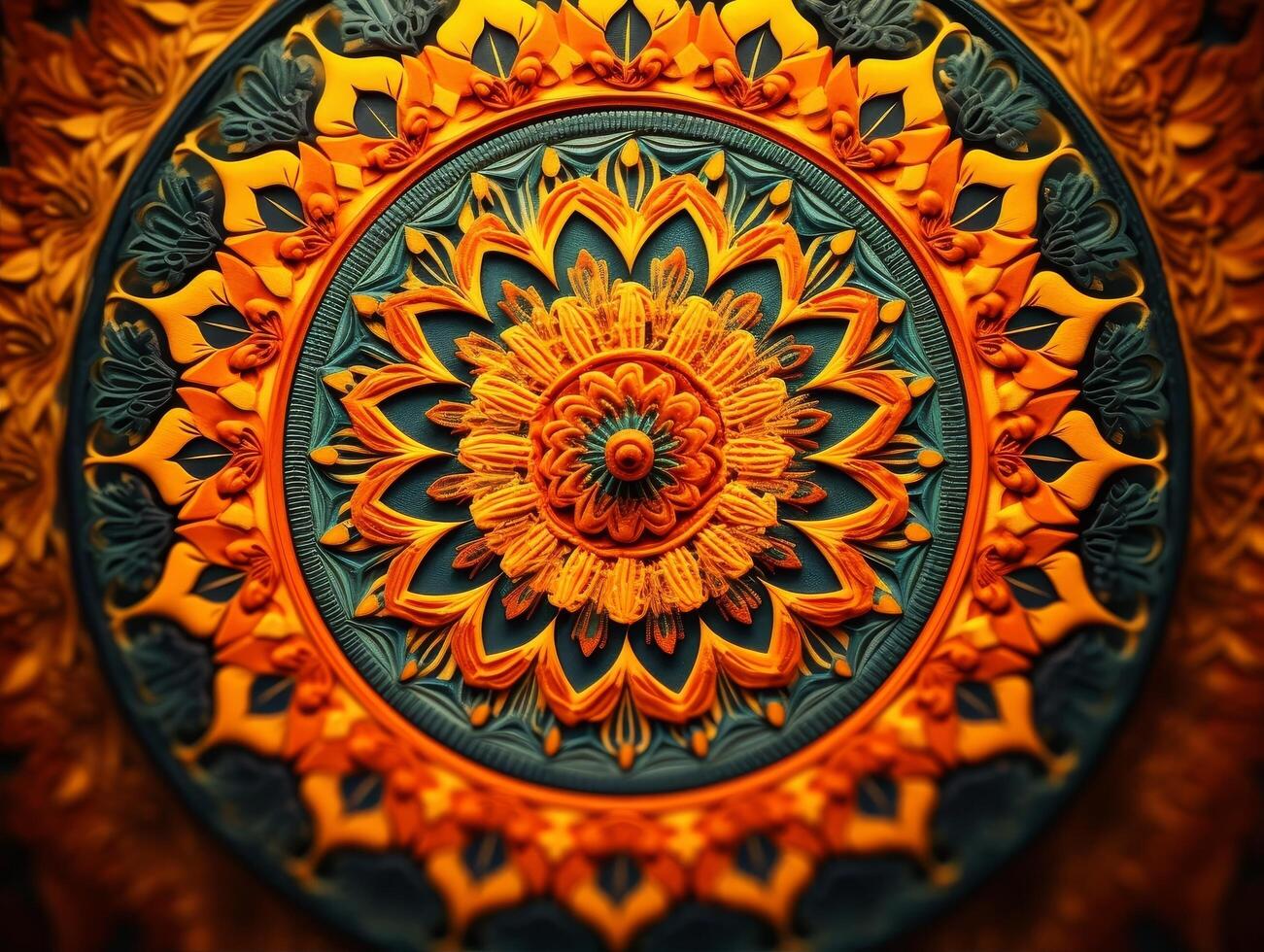 Vibrant floral mandala pattern photo