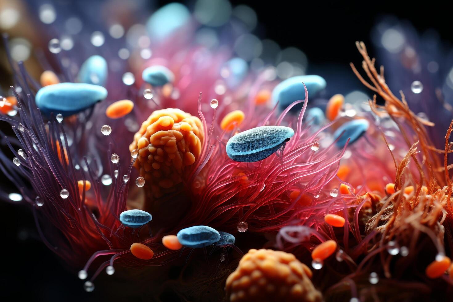 Vibrant underwater coral reef scene with colorful marine life photo