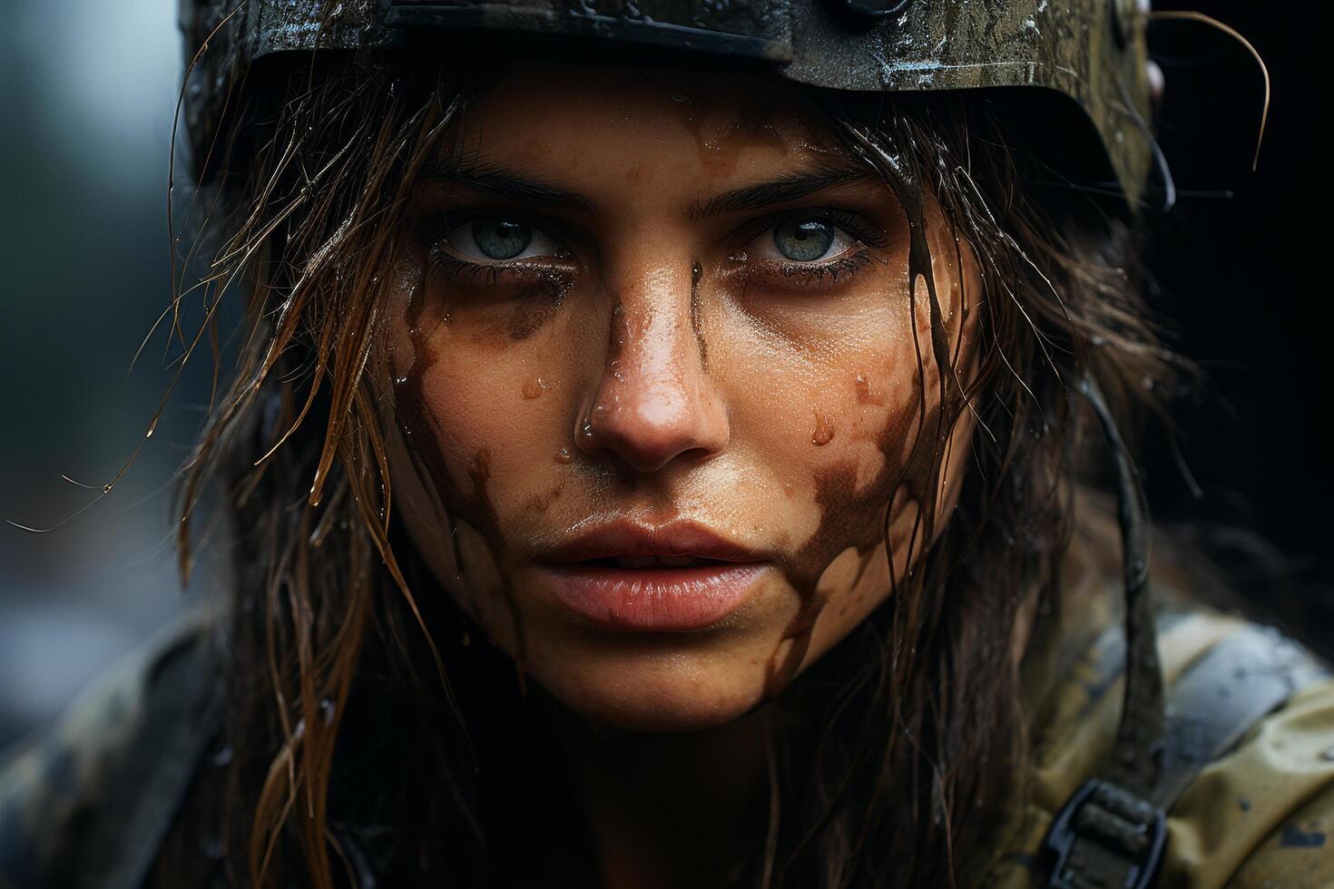 Intense gaze of a determined warrior photo