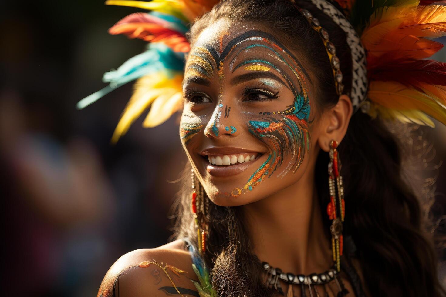 Vibrant face painting at a cultural festival photo