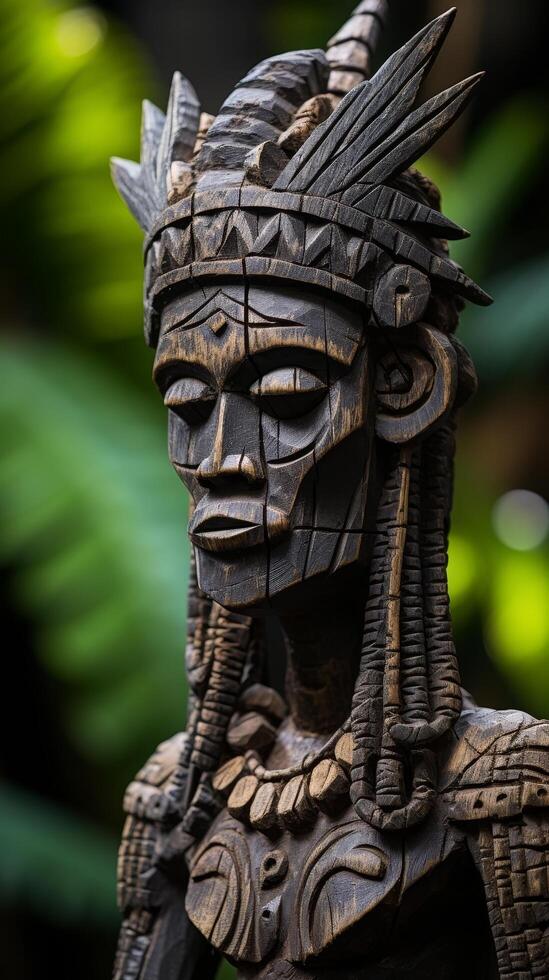 Intricate Tribal Wooden Sculpture photo