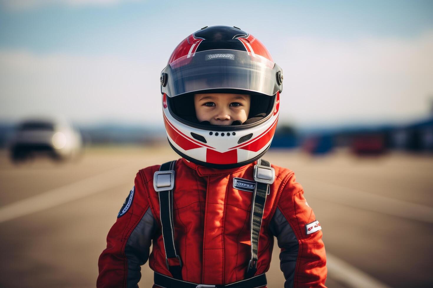 young race car driver in protective gear photo