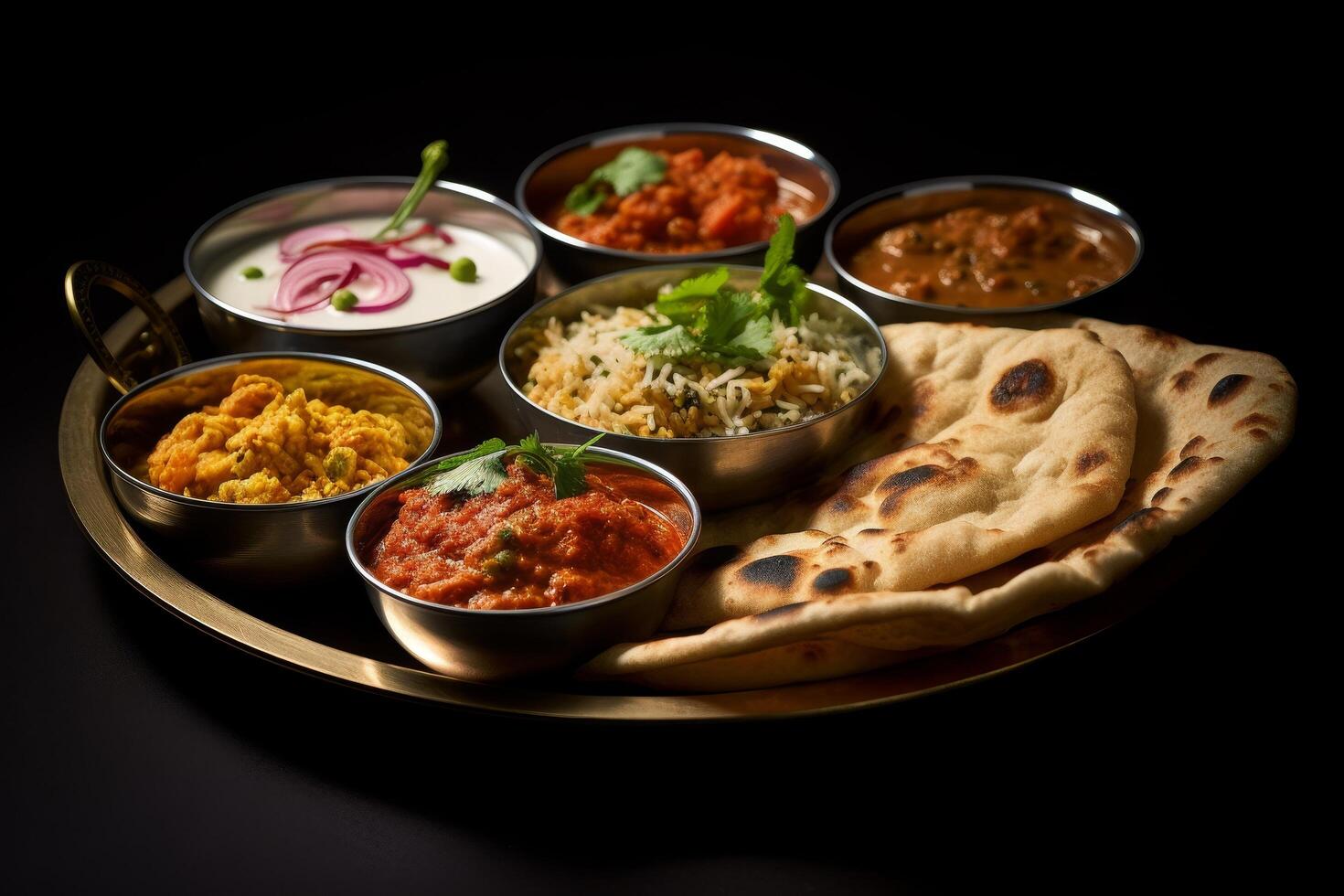 Assortment of traditional indian dishes photo