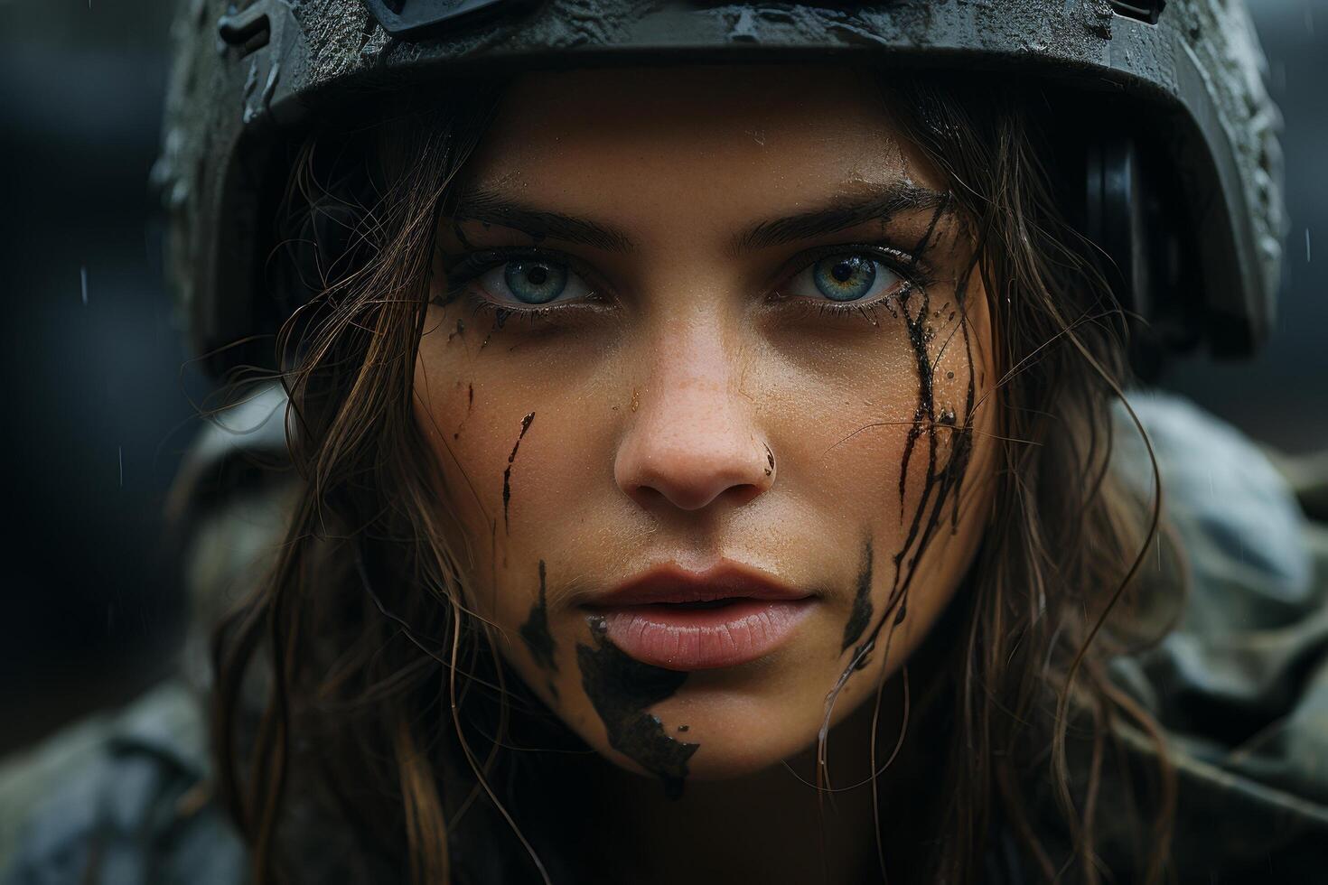 Intense gaze of a determined warrior photo