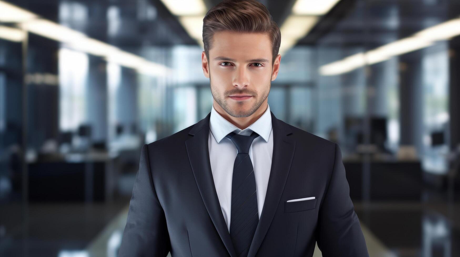 Confident businessman in suit and tie photo