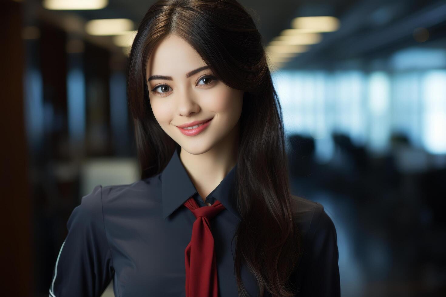 Smiling young woman in business attire photo