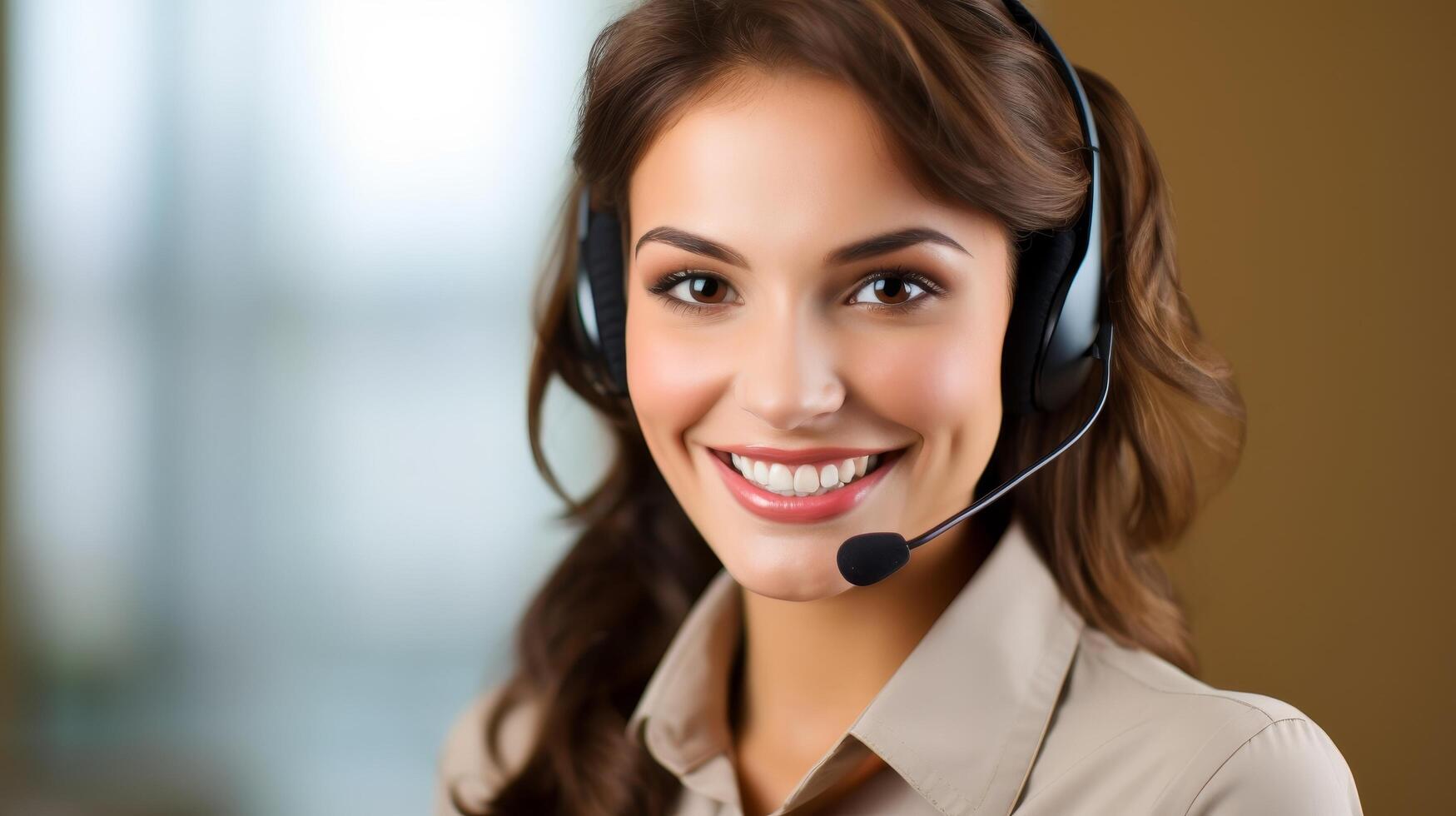 smiling customer service representative with headset photo
