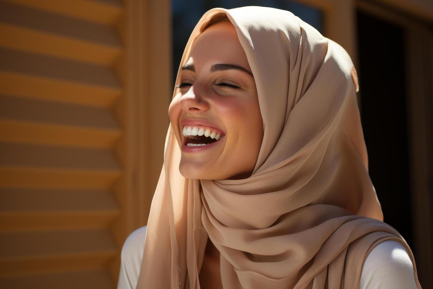 smiling woman in hijab photo