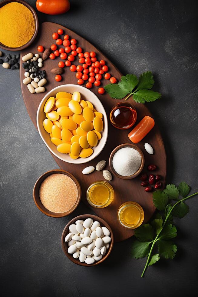 Assortment of healthy ingredients for cooking photo