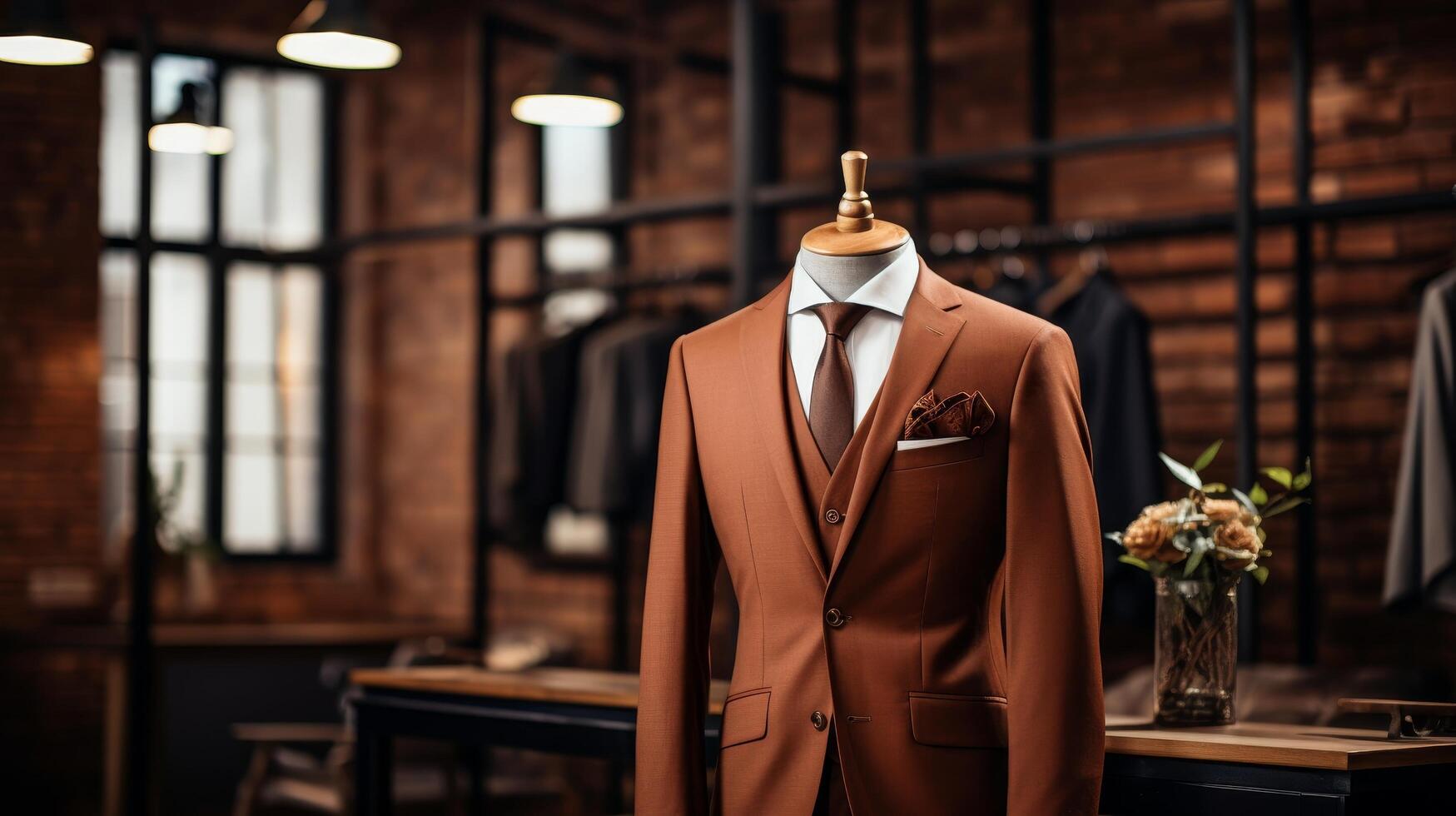 Elegant mens suit on display in a vintage clothing store photo