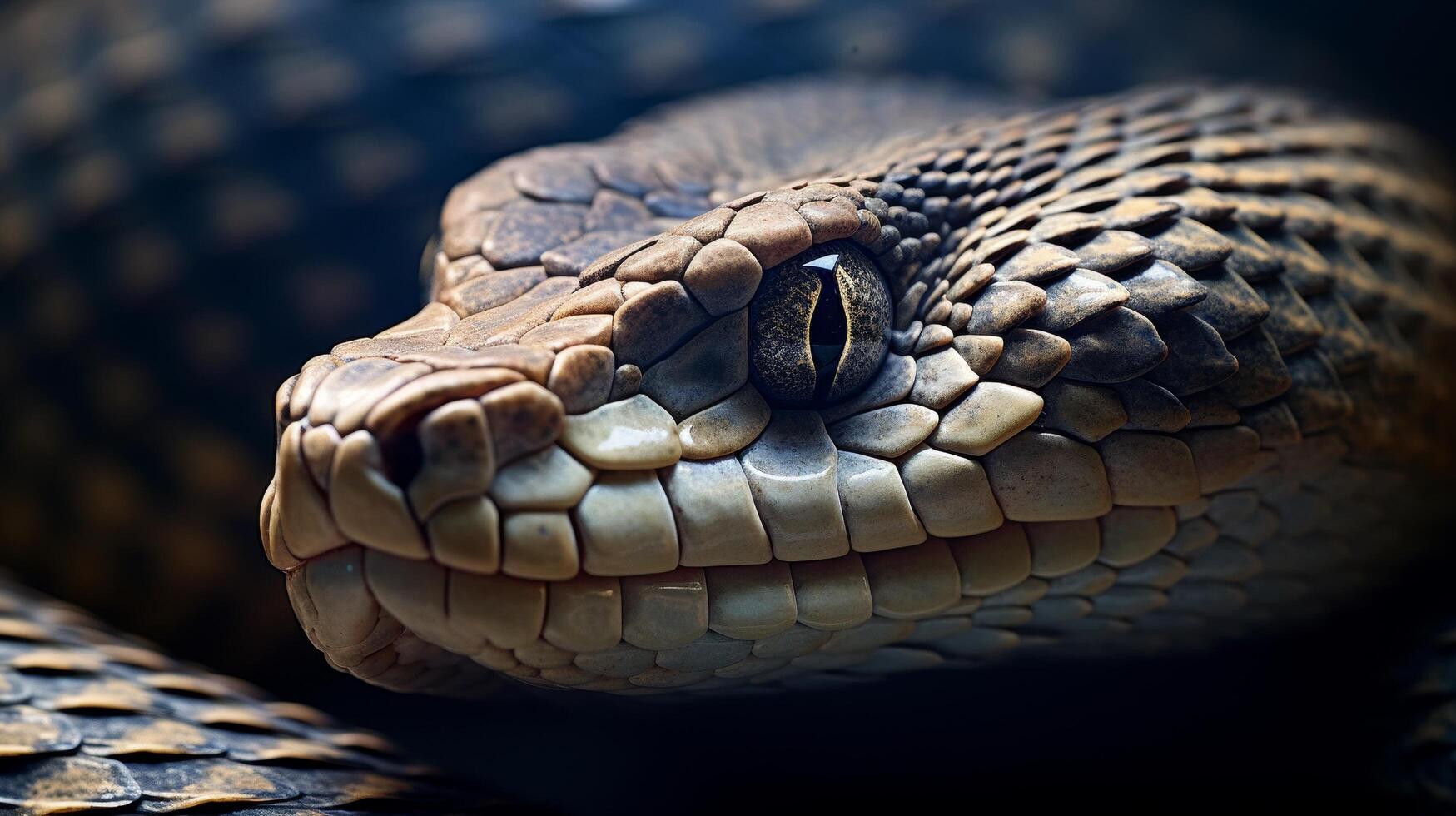 close up of a snakes eye and scales photo