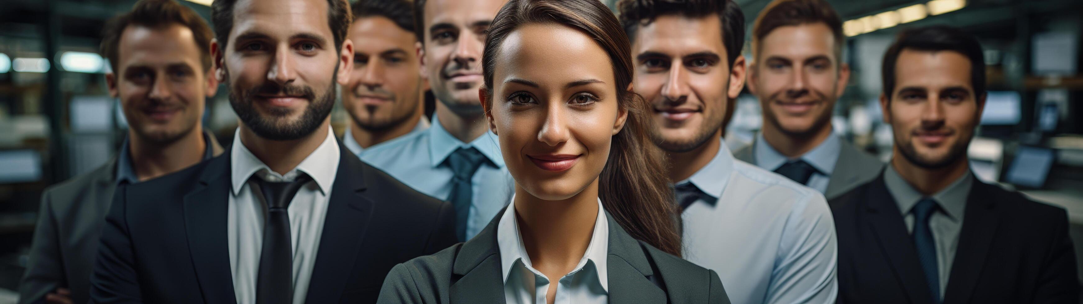 Confident business team standing together photo