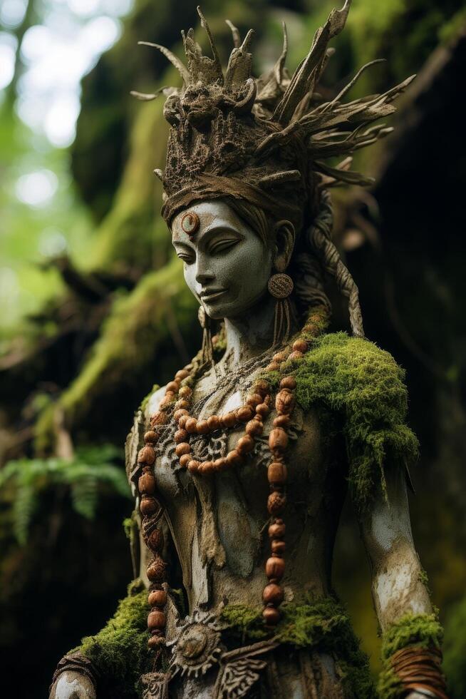 Mystical forest deity statue photo