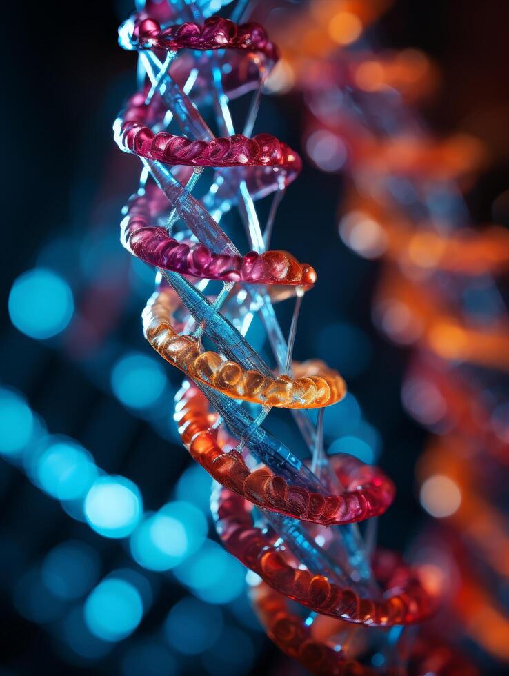 Colorful DNA helix structure photo