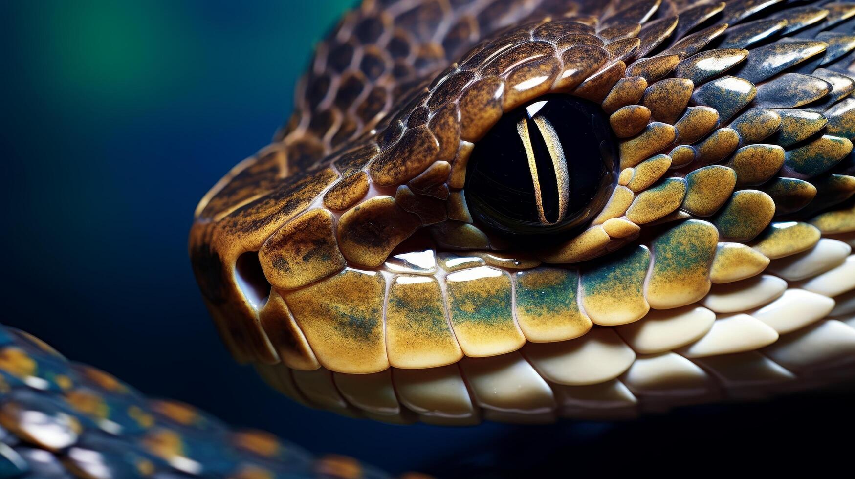 close up of a snakes eye and scales photo