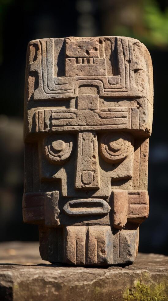 ancient stone carving with intricate designs photo