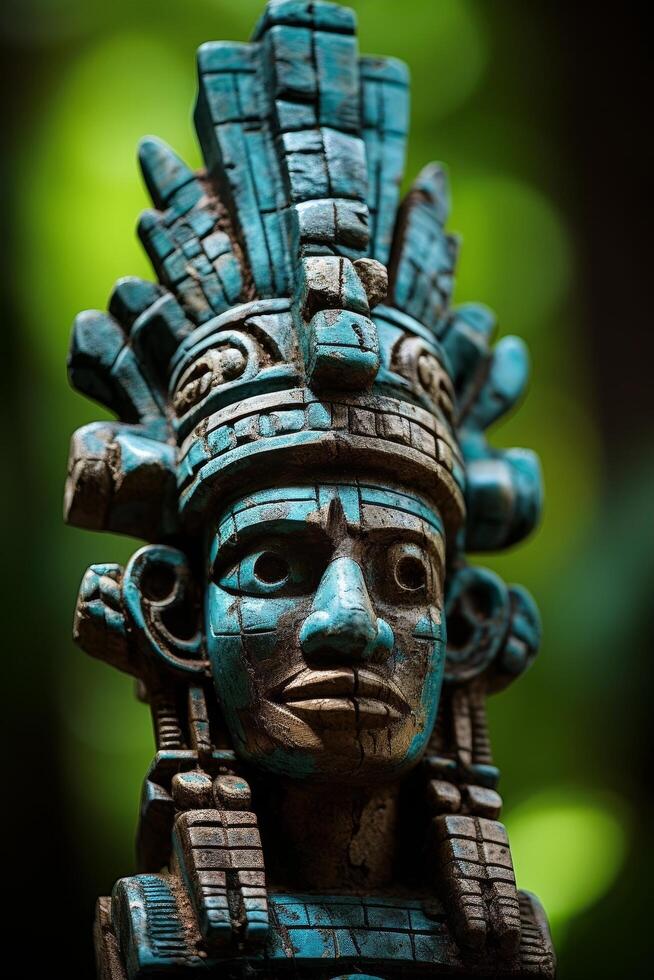 Detailed ancient mayan or aztec stone carving photo