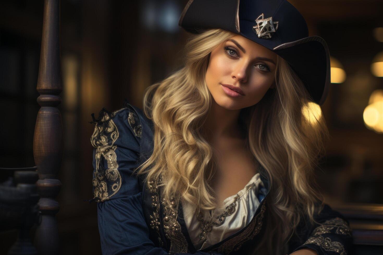 Mysterious woman in cowgirl outfit photo