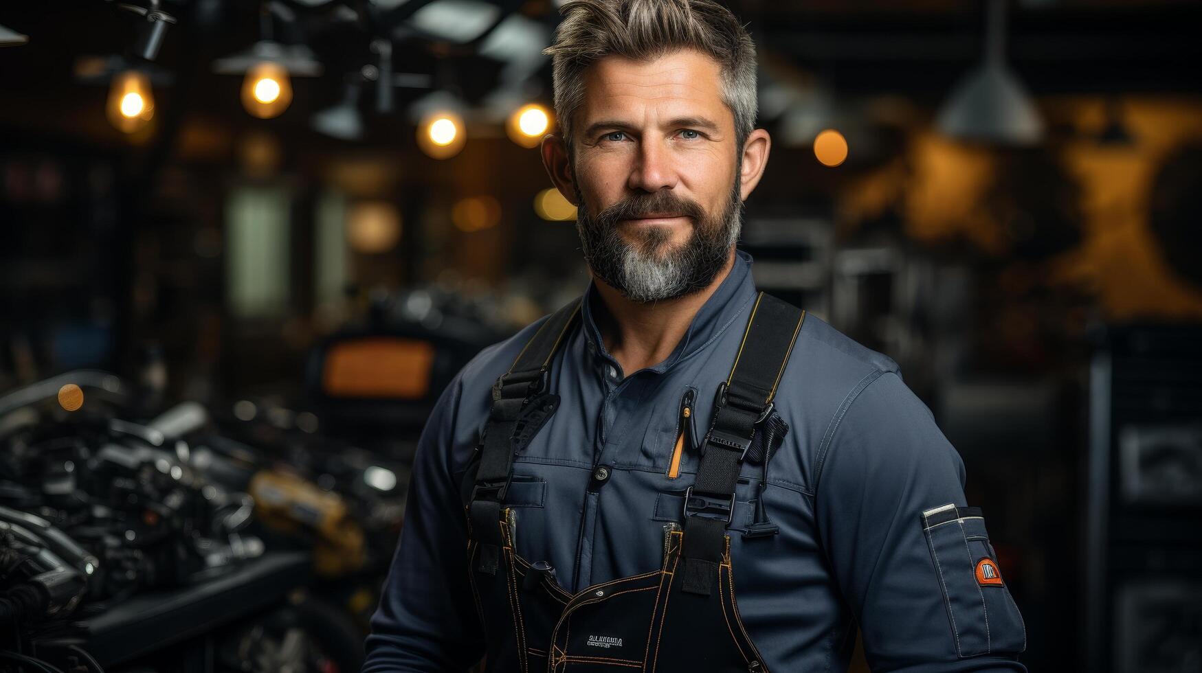 Confident mechanic in workshop photo