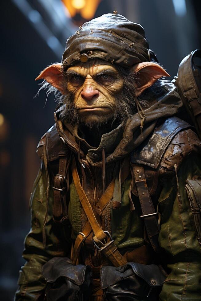 Close up portrait of a rugged fantasy creature photo