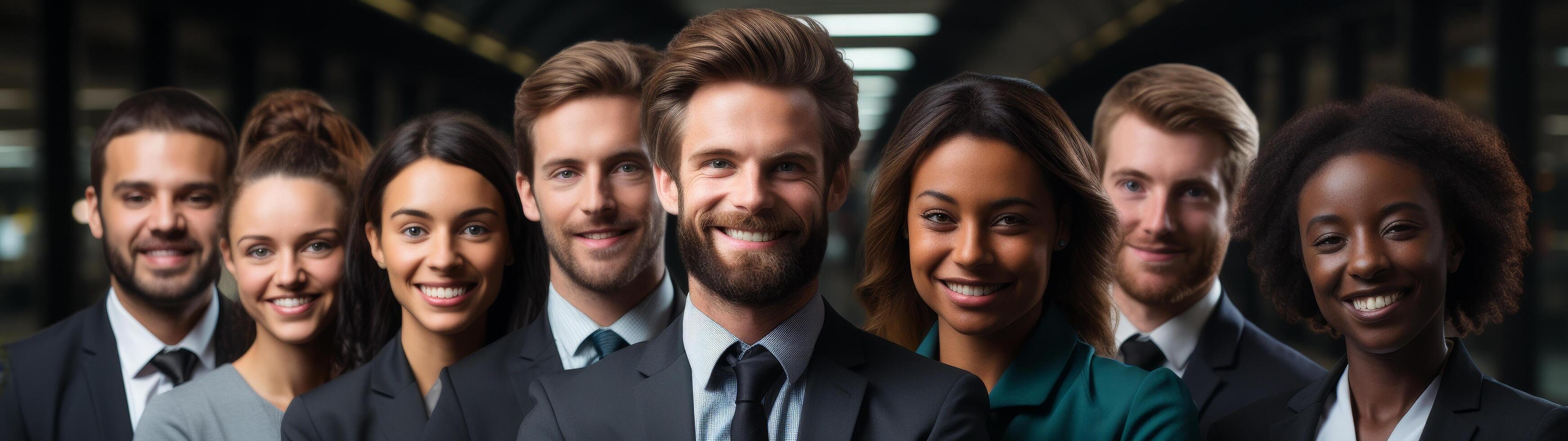 diverse business team smiling together photo
