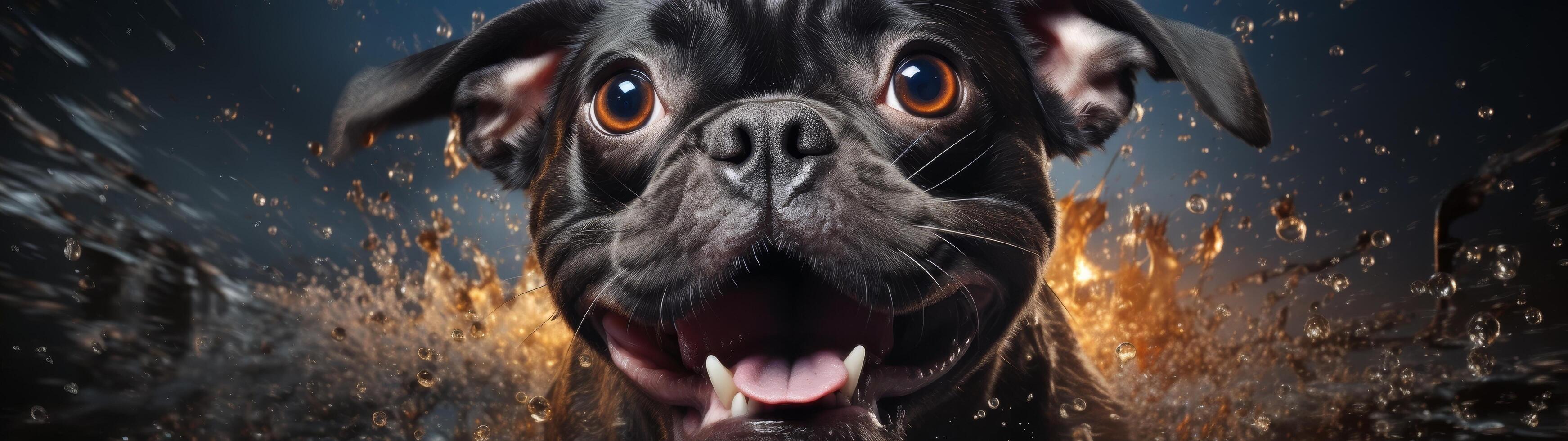 Close up of a happy dog with big eyes photo