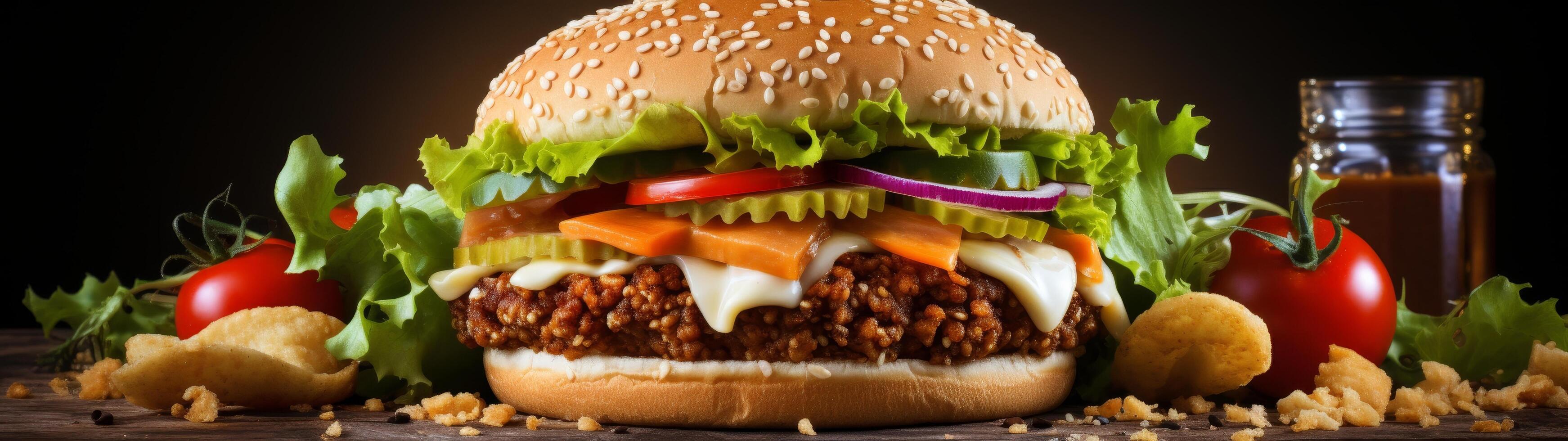 Delicious Homemade Burger with Fresh Ingredients photo