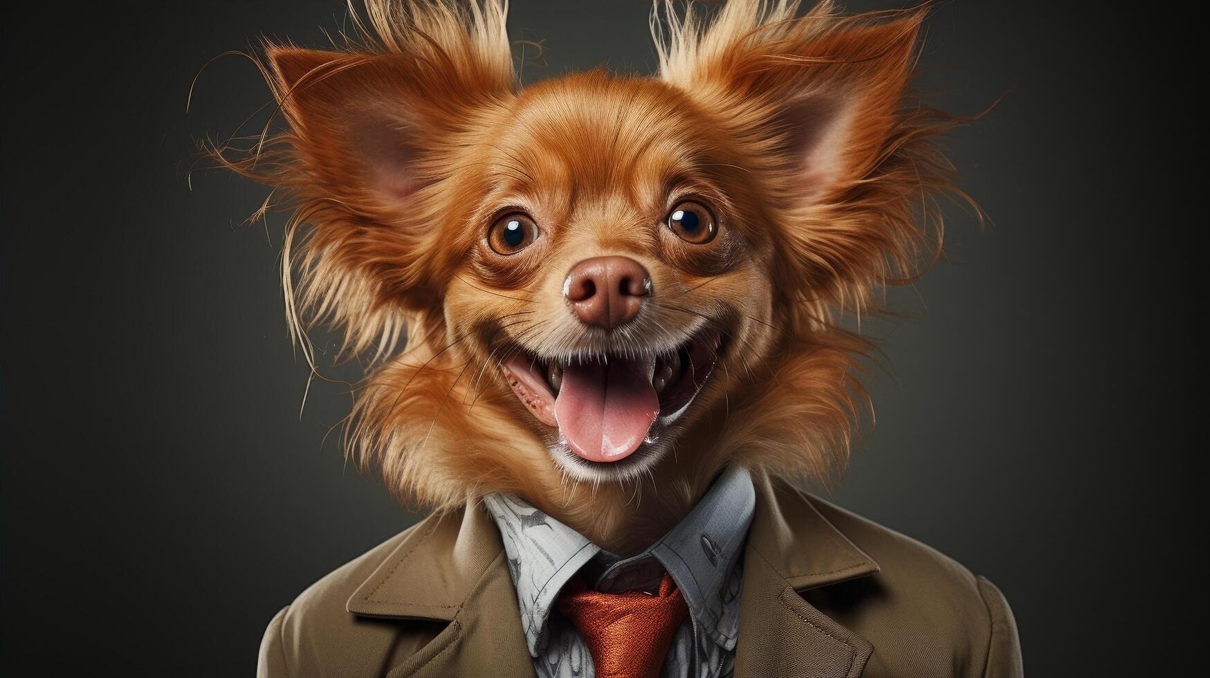 Smiling dog in suit and tie photo