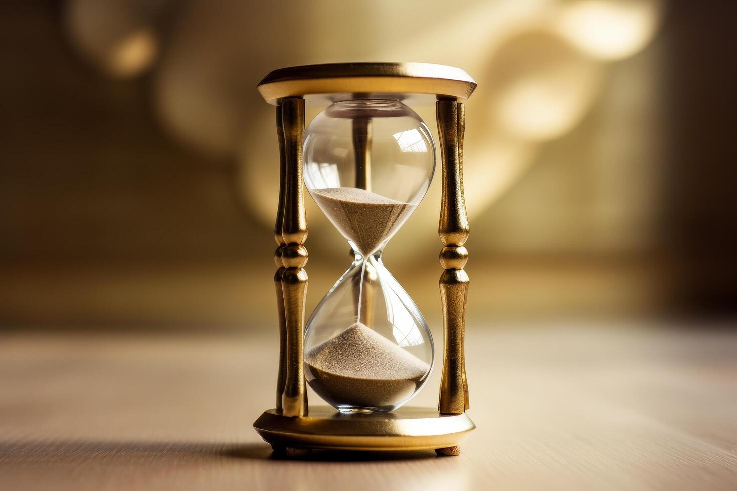 Hourglass timer with flowing sand photo