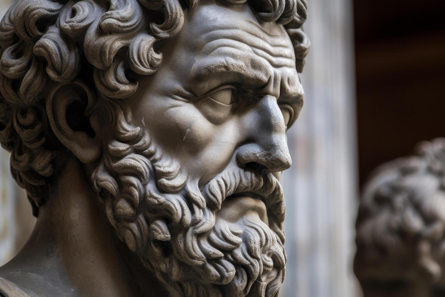 Detailed sculpture of an ancient greek philosopher photo