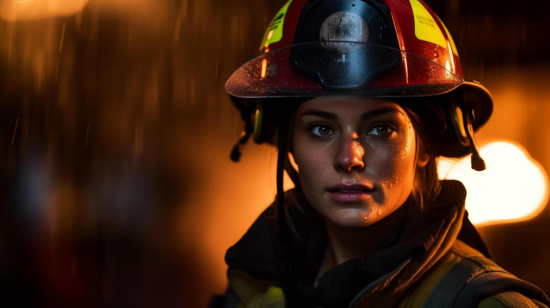 Determined firefighter in protective gear photo
