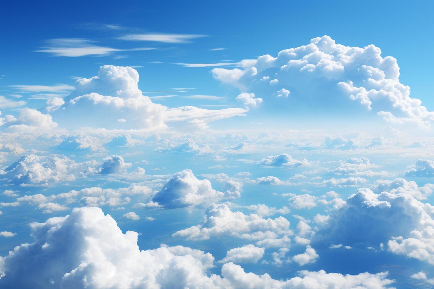 Scenic view of beautiful fluffy clouds in blue sky photo