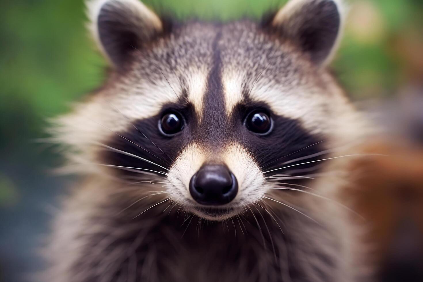 close up portrait of a curious raccoon photo