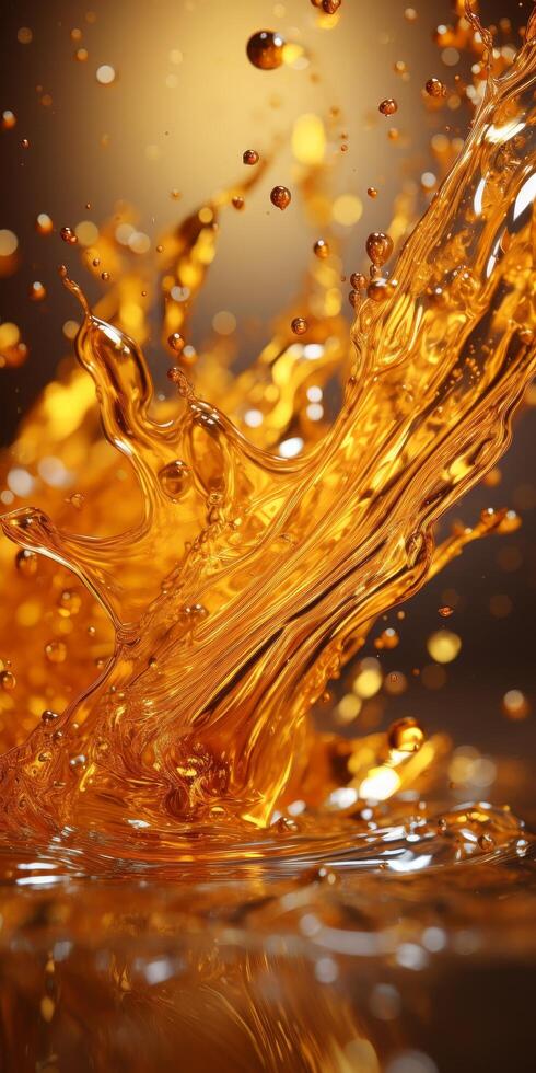 Splashing golden liquid photo