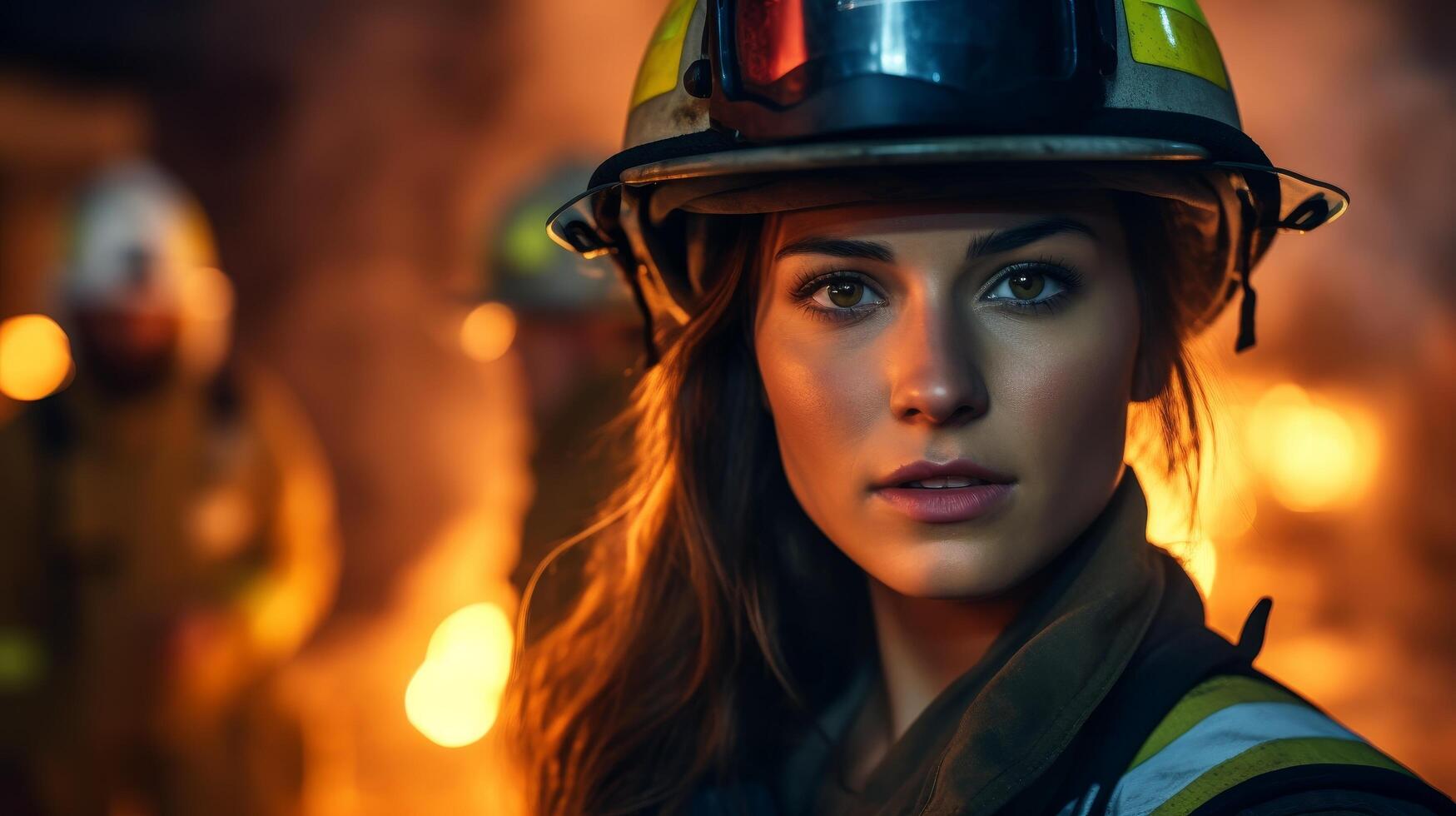 Determined firefighter in protective gear photo