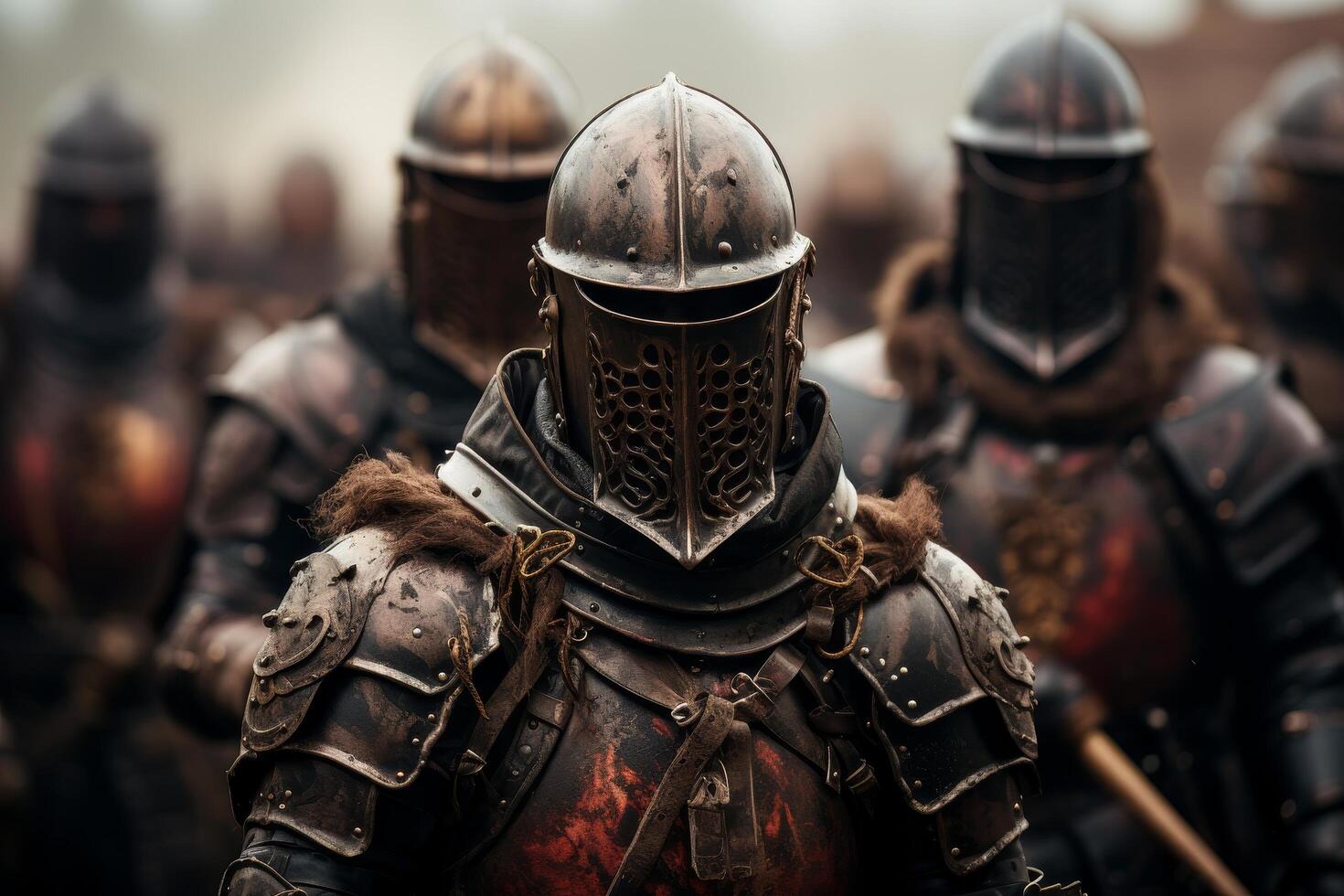 medieval knight in armor on battlefield photo