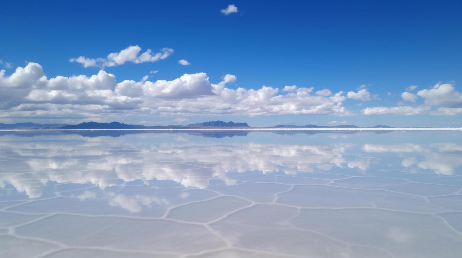 Serene reflection of clouds in a calm lake photo