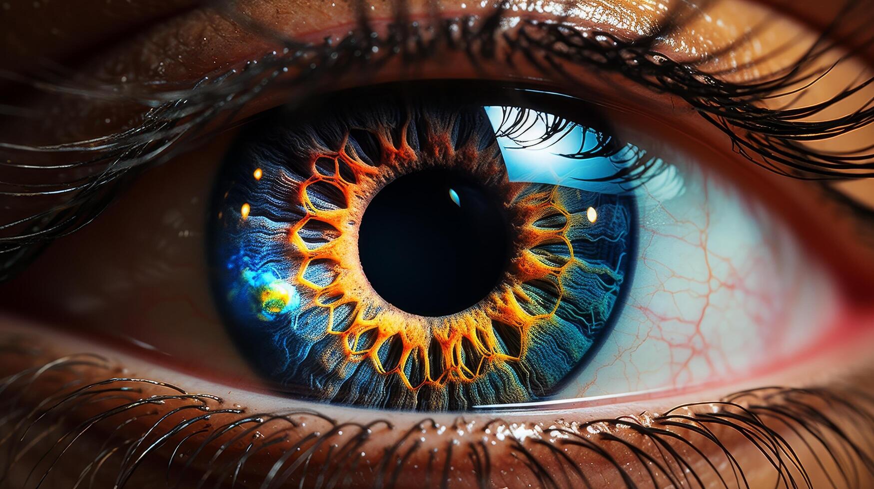 Vibrant and intricate human eye close up photo