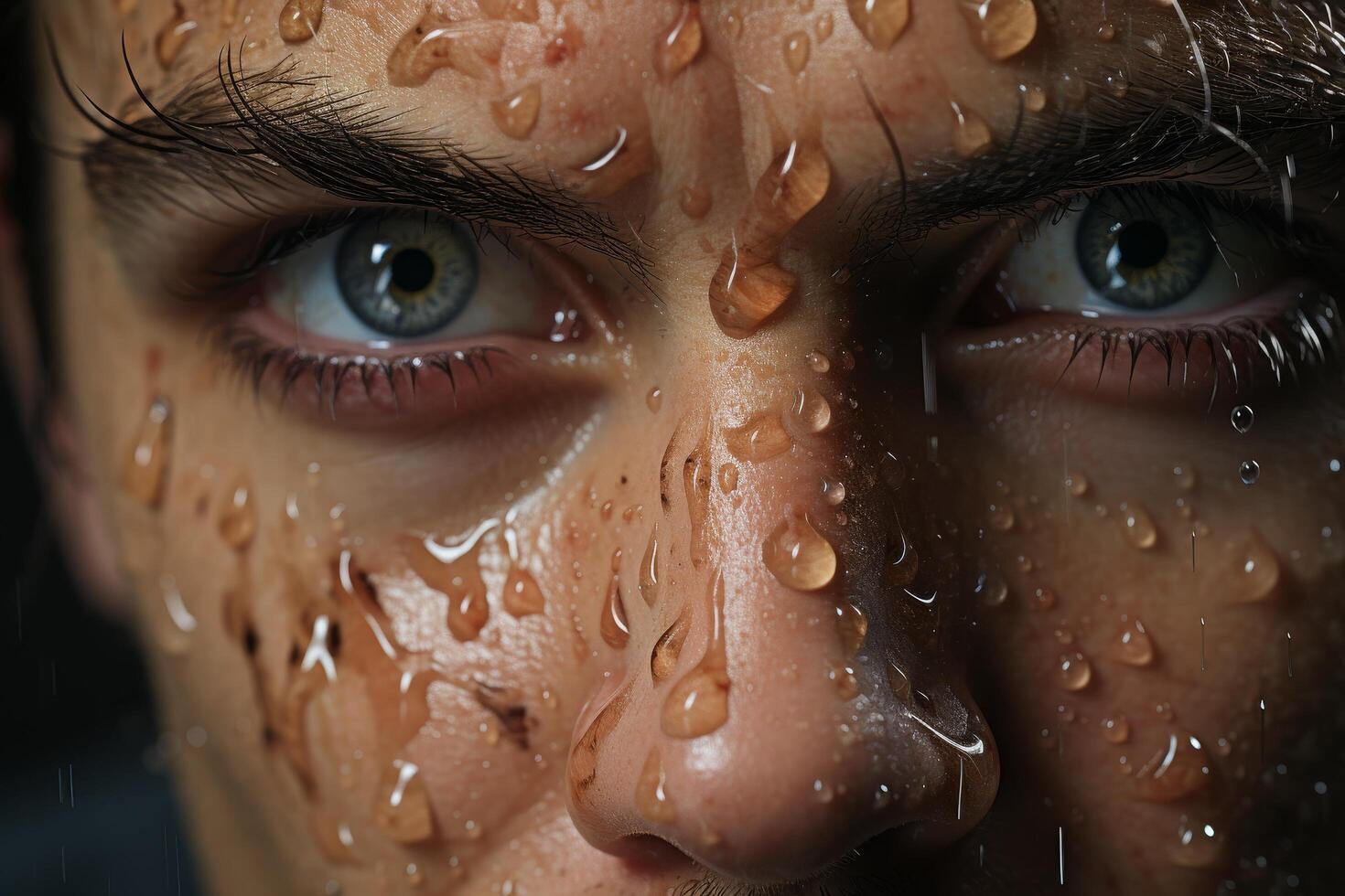 Close up of a wet, textured face photo