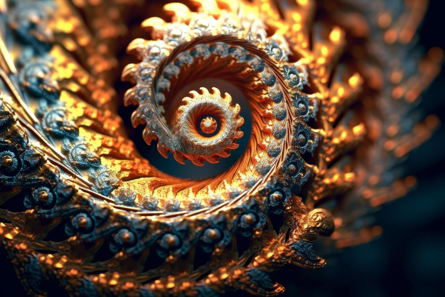 Intricate golden spiral pattern with ornate details photo