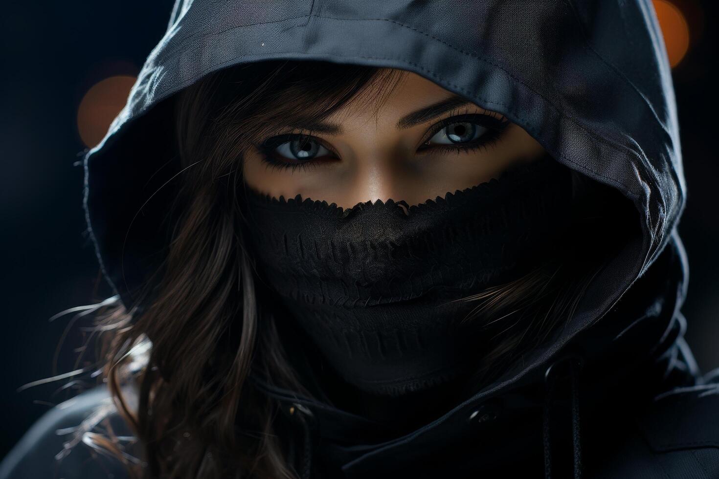 mysterious hooded figure in the dark photo