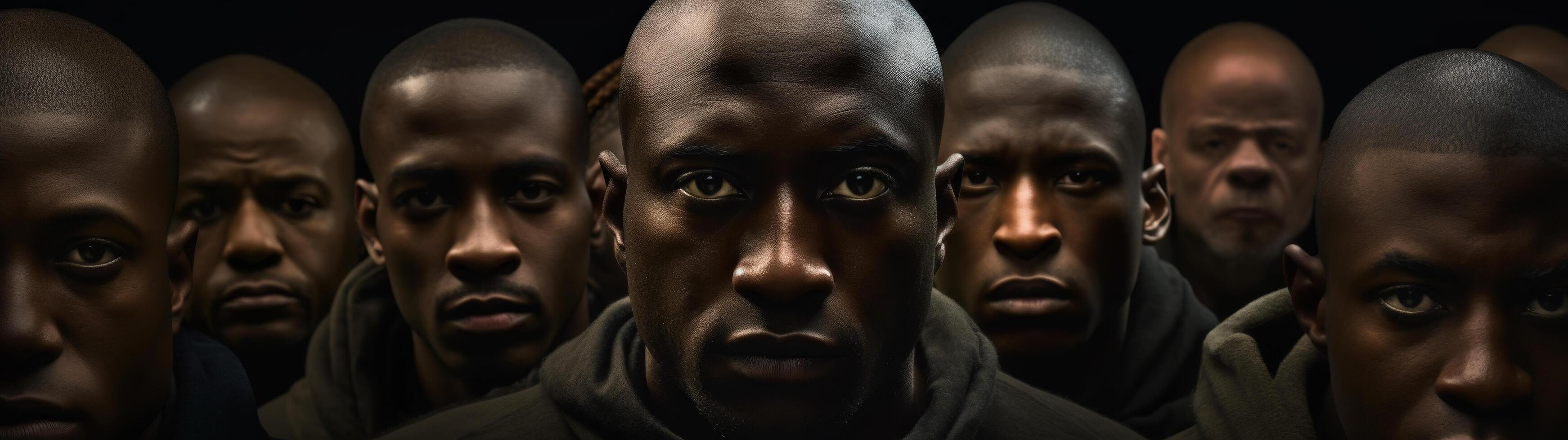 Powerful portrait of a group of serious african men photo