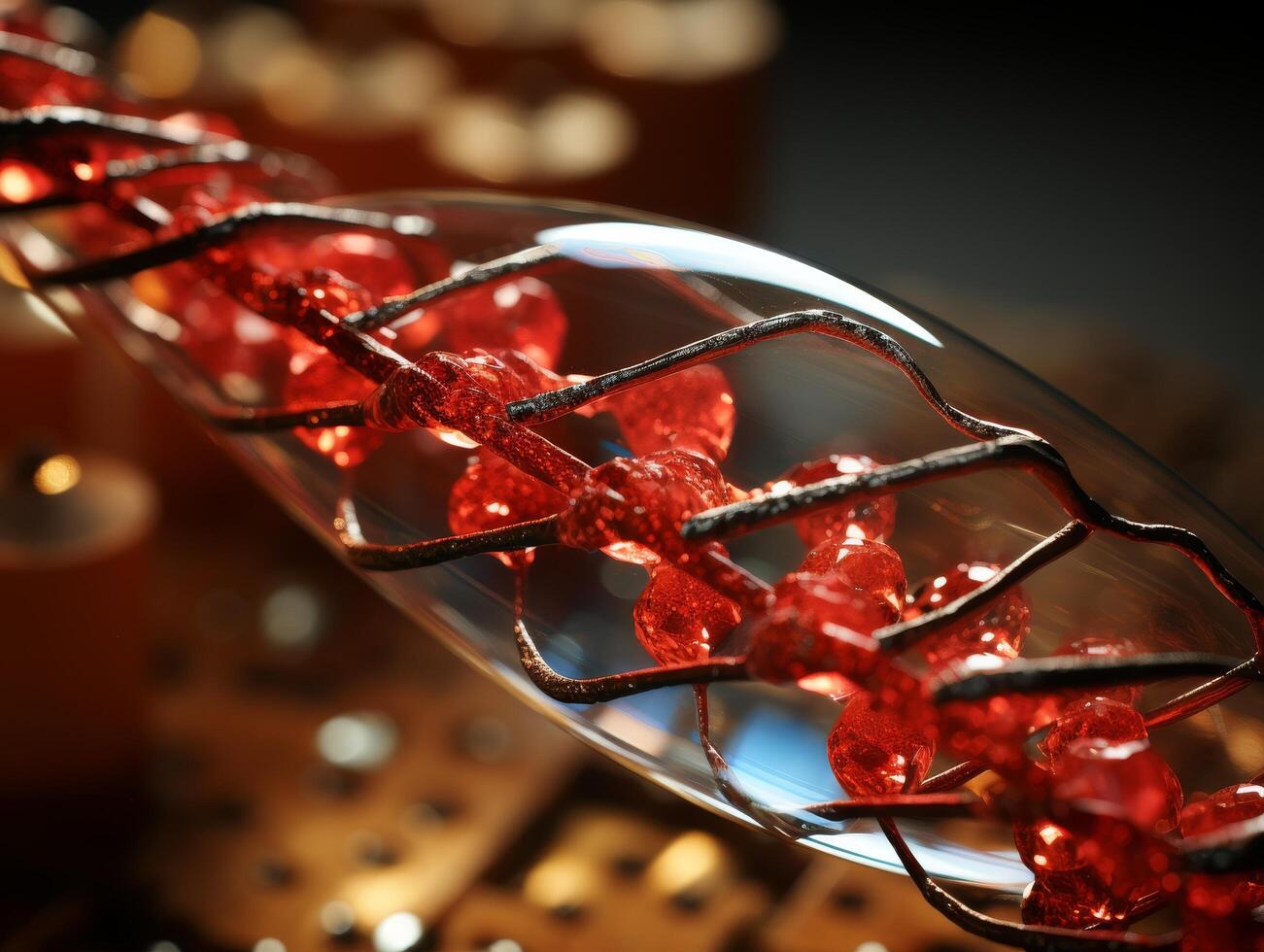 Sparkling red crystals in glass bowl photo